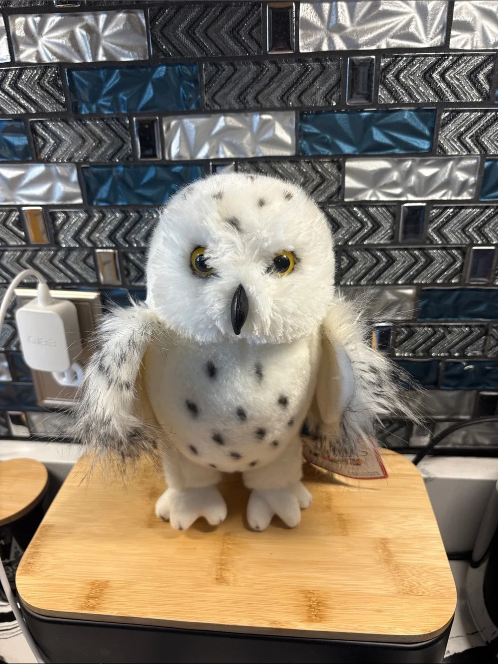 Plush Snowy Owl Stuffed Animal - White and Gray